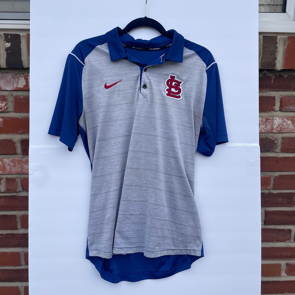 Nike Dri-FIT St. Louis Cardinals Mens Polo Shirt Blue Grey MLB‎ Baseball Medium